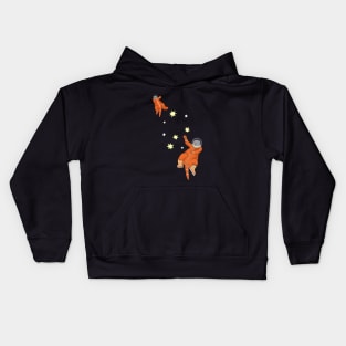 Space cat. Cats astronauts in an orange spacesuit Kids Hoodie